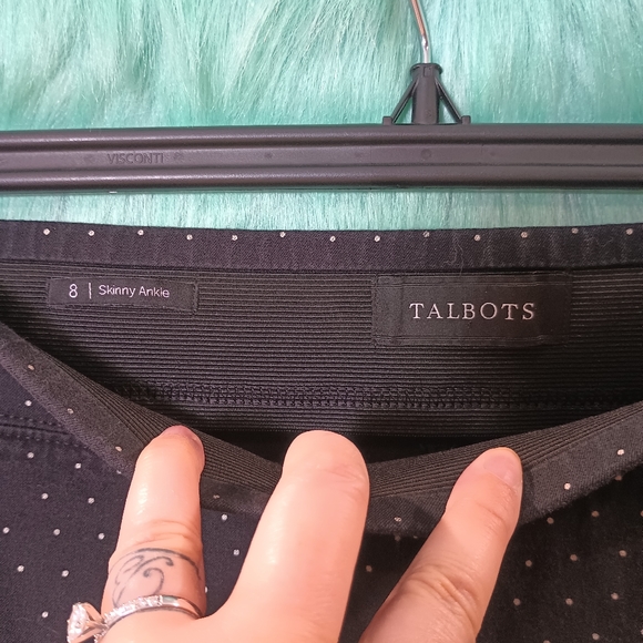 Talbots Black and White Polka Dot Stretchy Skinny Cropped Ankle Pants Size 8 - Picture 11 of 11